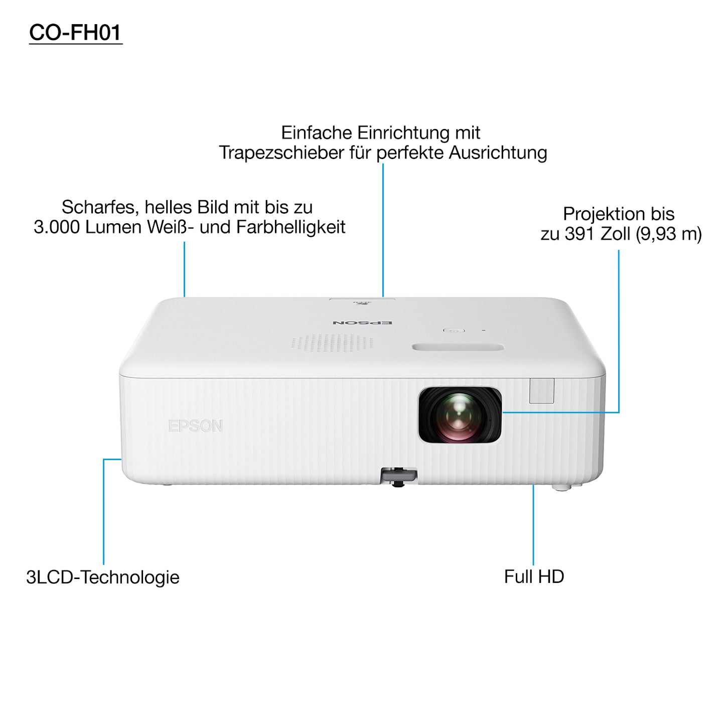 Epson CO-FH01 Full HD-Projektor mit 1080p, 3.000 Lumen features